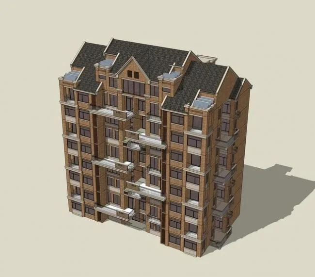 Sketchup住宅模型|小高层住宅，英式古典风格，居住建筑