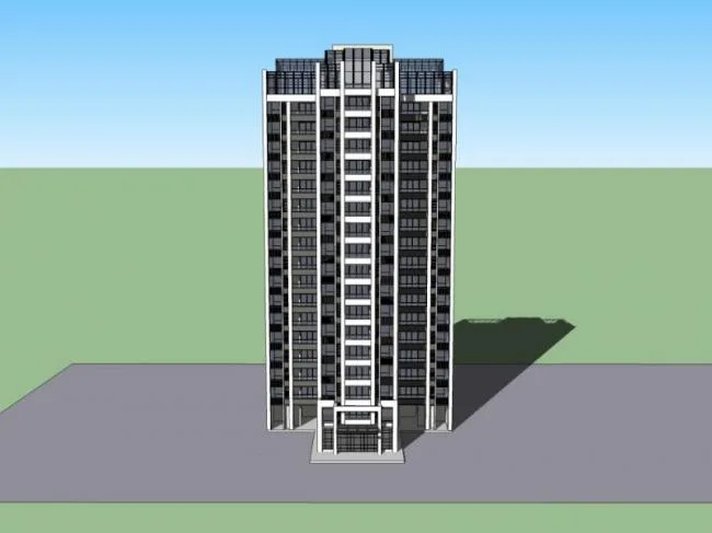 Sketchup住宅模型|高层住宅，现代风格，居住建筑