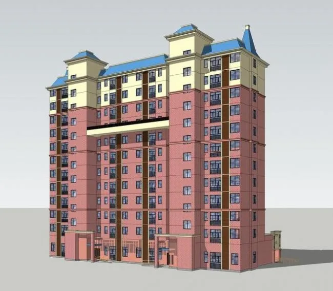 Sketchup住宅模型|中高层住宅，法式风格，古典风格，居住建筑