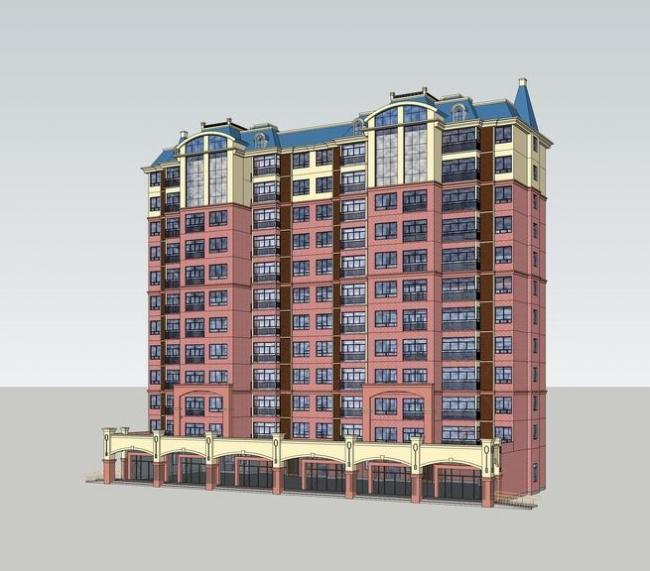 Sketchup住宅模型|中高层住宅，法式风格，古典风格，居住建筑