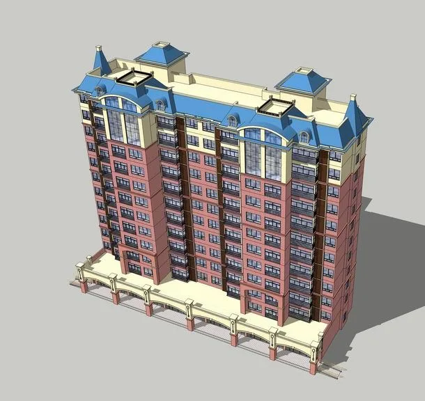 Sketchup住宅模型|中高层住宅，法式风格，古典风格，居住建筑