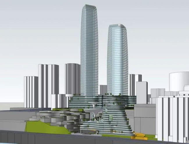 Sketchup酒店模型|超高层邻崖酒店概念方案，现代风格