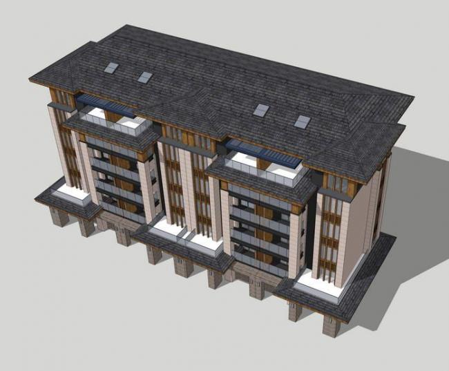 Sketchup住宅模型|草原风洋房，多层住宅，现代风格，居住建筑