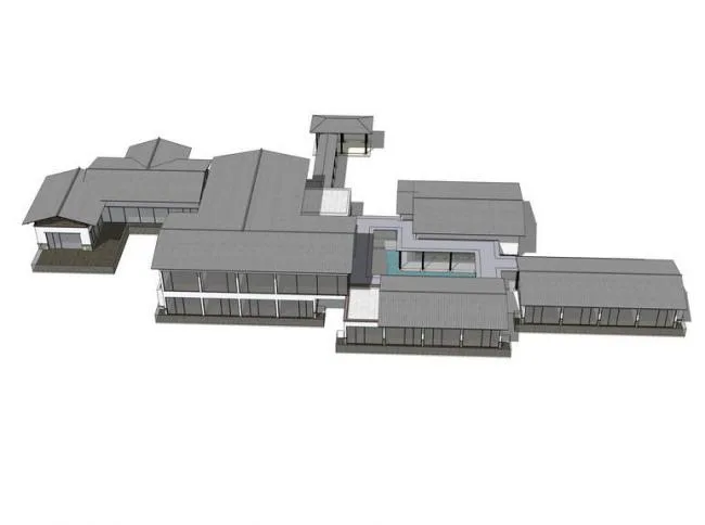 Sketchup酒店模型|多层客栈，新中式风格，商业
