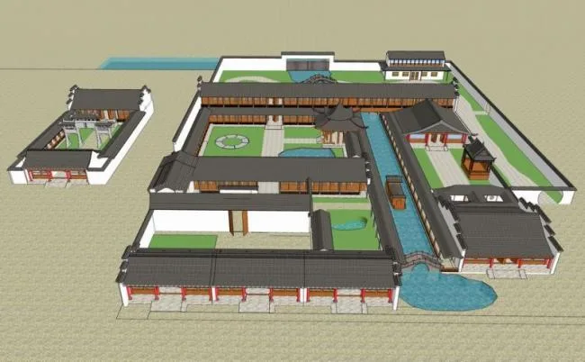 Sketchup古建筑模型|苏州园林建筑，中式风格，中式园林，古建