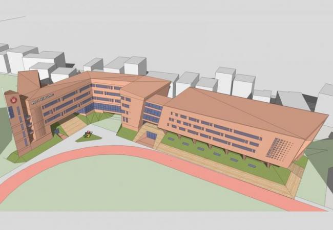Sketchup学校模型|多层厦门乐安中学学校体育馆艺术楼，校园，教育建筑，现代风格