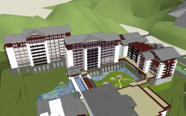Sketchup酒店模型|圣地九寨酒店，多层酒店，新中式风格，藏式