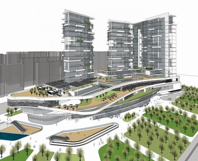 Sketchup综合体模型|高层办公楼，高层住宅，综合体，现代风格