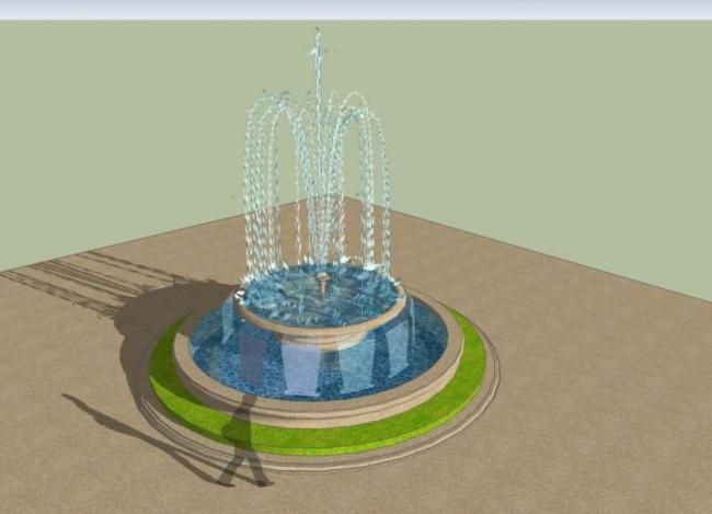 Sketchup素材模型|中央水池，素材组件