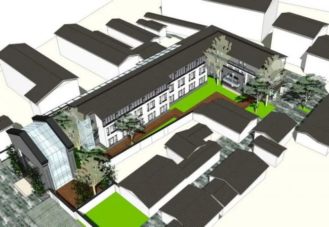 Sketchup酒店模型|多层酒店，中式风格