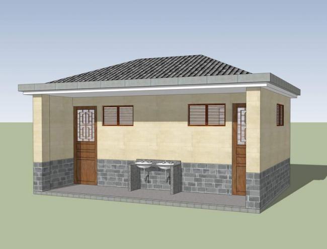 Sketchup小品模型|厕所，中式风格，小品
