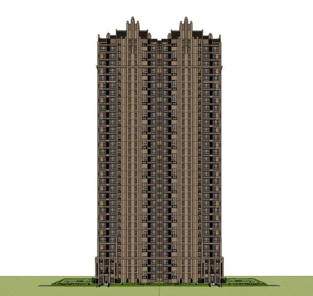 Sketchup住宅模型|高层住宅，居住建筑，古典风格，ArtDeco风格