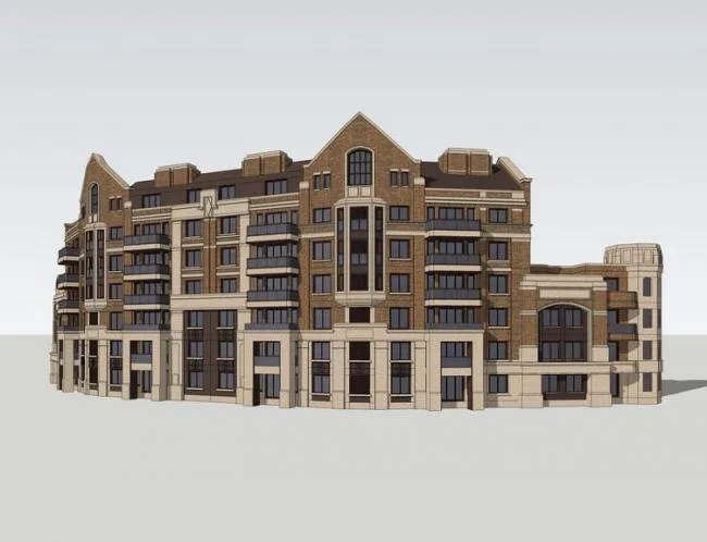 Sketchup住宅模型|多层民国商住楼，居住建筑，古典风格