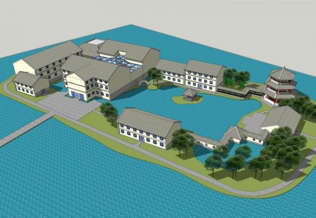 Sketchup商业模型|景区多层会所，商业建筑，中式风格