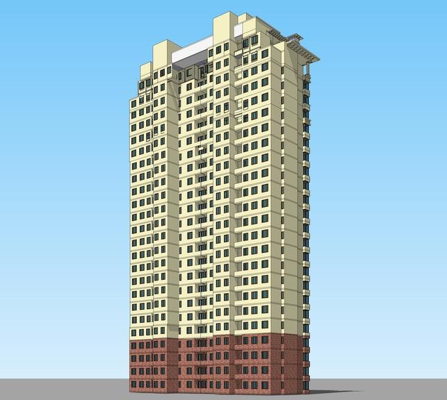 Sketchup住宅模型|高层住宅，西班牙托斯卡纳，古典风格，居住建筑