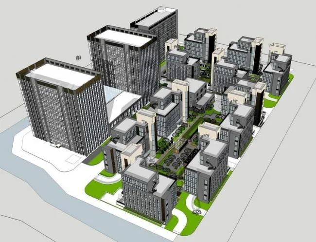 Sketchup住宅模型|商住楼，多层住宅，现代风格