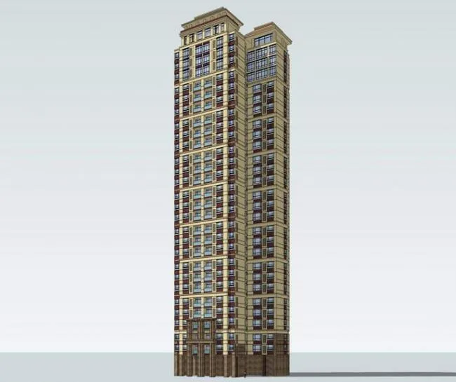 Sketchup住宅模型|超高层住宅，简欧式风格，新古典风格，居住建筑