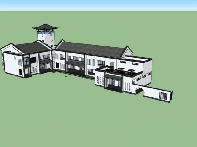Sketchup商业模型|多层会所，新中式风格，商业建筑