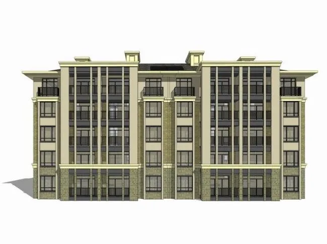 Sketchup住宅模型|简法式多层住宅，古典风格，居住建筑