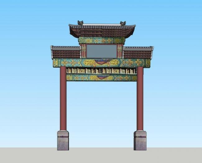 Sketchup小品模型|中式牌坊，小品，中式风格