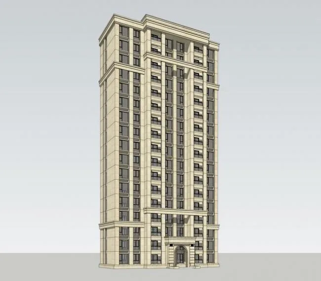 Sketchup住宅模型|高层住宅，居住建筑，新古典风格