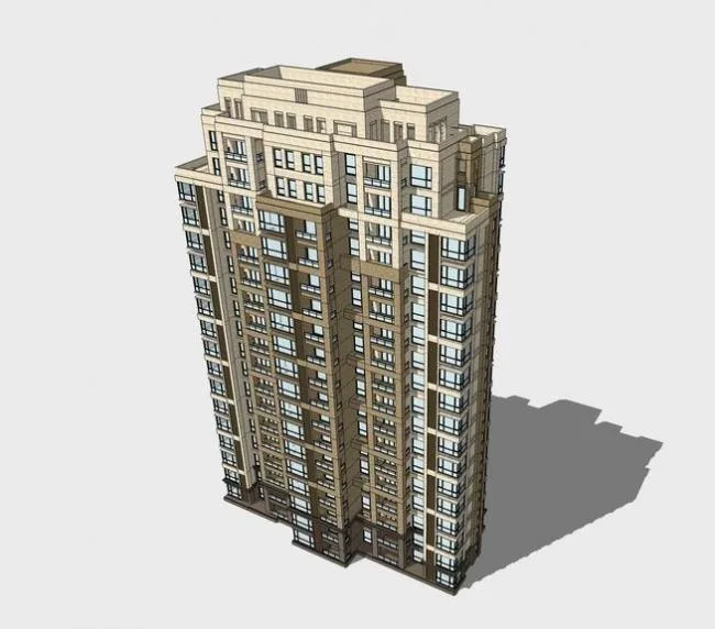 Sketchup住宅模型|高层住宅，新古典风格，居住建筑
