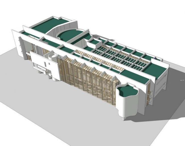 Sketchup文化模型|迈耶巴塞罗那艺术中心，多层文化建筑，现代风格