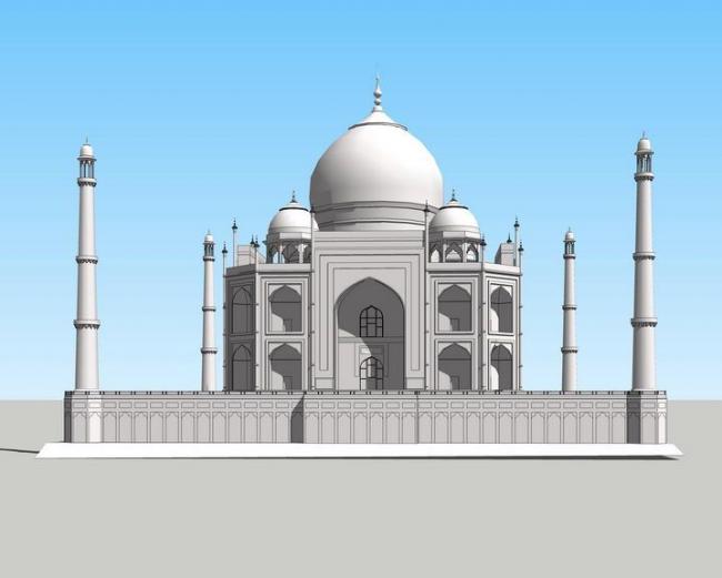 Sketchup古建筑模型|印度泰姬陵，多层宗教，文化建筑，古建，古典风格