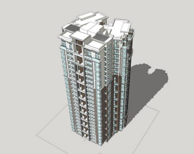 Sketchup住宅模型|高层住宅，居住建筑，现代风格
