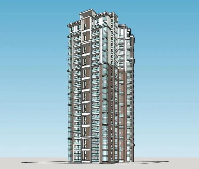 Sketchup住宅模型|高层住宅，居住建筑，现代风格