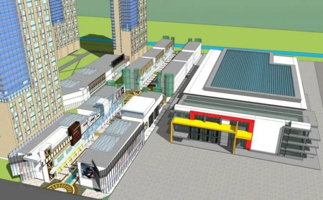 Sketchup综合体模型|多层购物中心，商业建筑，现代风格