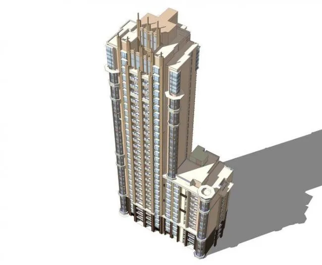 Sketchup住宅模型|高层住宅，ArtDeco风格，居住建筑