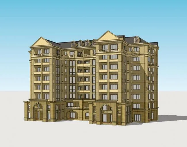 Sketchup住宅模型|小高层住宅，居住建筑，法式风格，古典风格