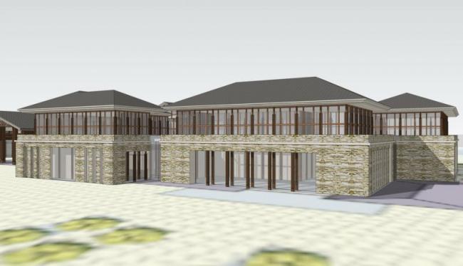 Sketchup酒店模型|多层度假酒店，新中式风格