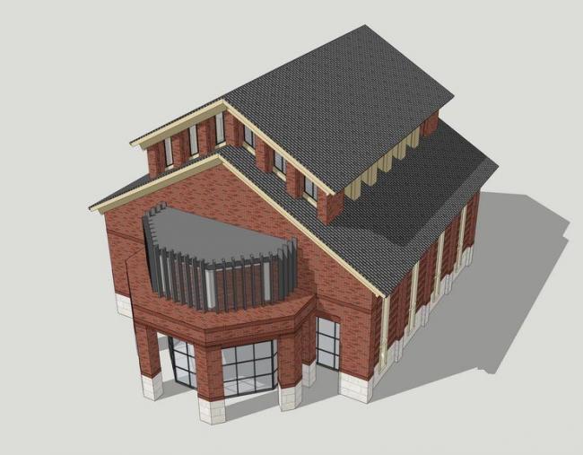 Sketchup文化模型|简欧小型展览馆，文化建筑，古典风格