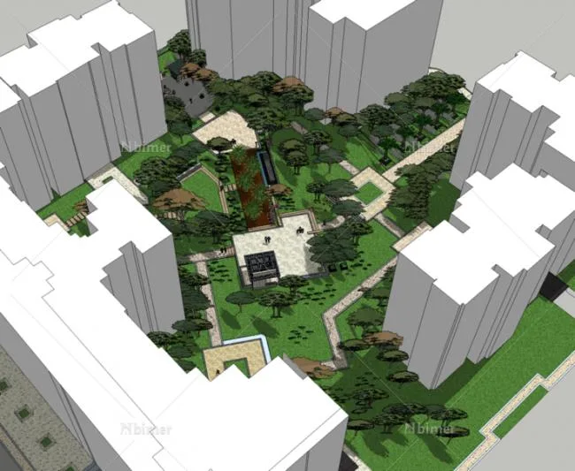 Sketchup景观模型|住宅景观，小区景观，现代风格