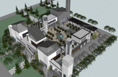 Sketchup商业模型|多层美食步行街商业街，新中式风格-BIM建筑网