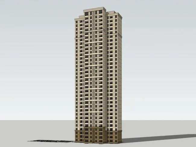 Sketchup住宅模型|高层住宅，新古典风格，居住建筑