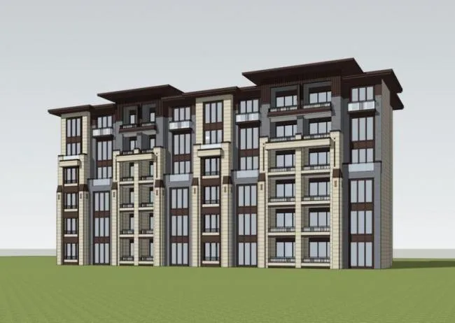 Sketchup住宅模型|多层住宅洋房，现代风格，居住建筑