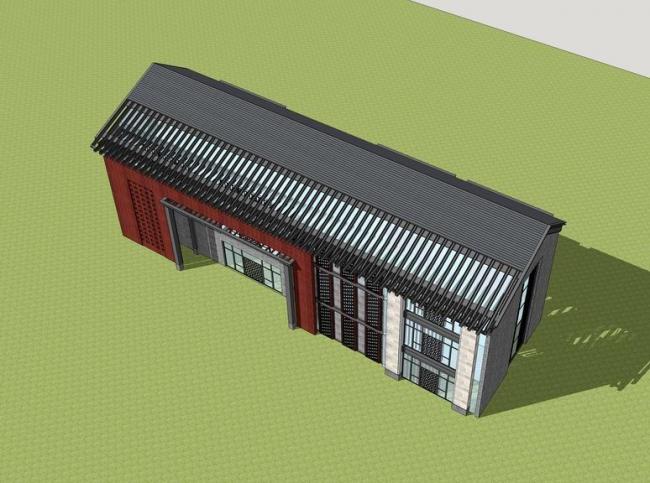 Sketchup商业模型|多层商业建筑，新中式风格