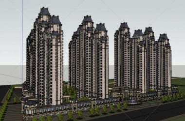 Sketchup住宅模型|高层住宅，底商，欧式古典风格，居住建筑-BIM建筑网