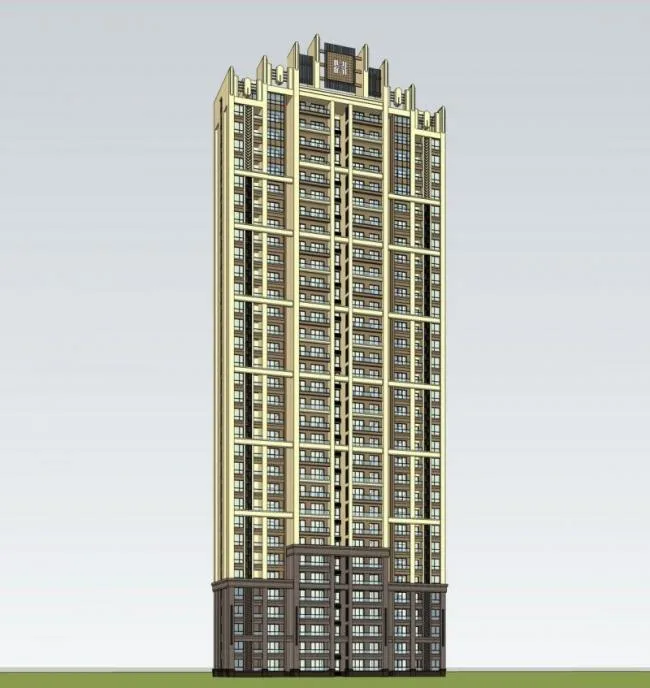 Sketchup住宅模型|超高层住宅，artdeco风格古典风格，居住建筑