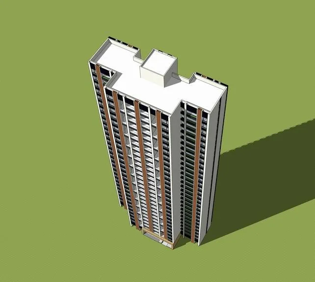 Sketchup住宅模型|高层住宅，现代风格，居住建筑