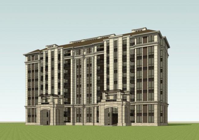 Sketchup住宅模型|多层住宅，法式风格，古典风格，居住建筑