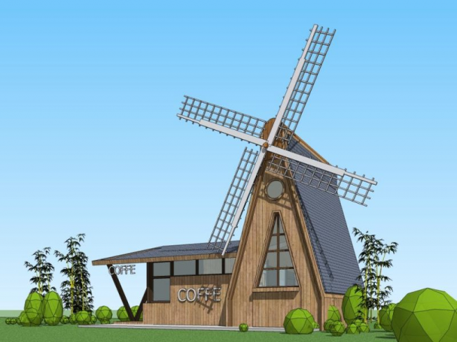 Sketchup商业模型|咖啡店，新古典风格，商业建筑