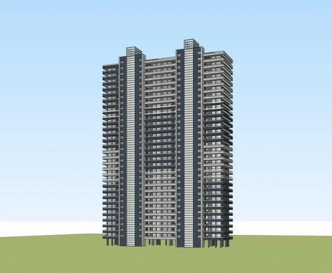Sketchup住宅模型|高层住宅，现代风格，居住建筑