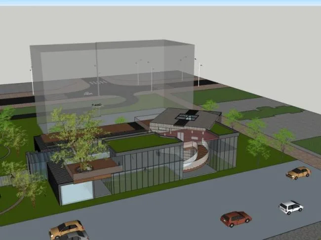 Sketchup商业模型|多层售楼部，现代风格，商业建筑