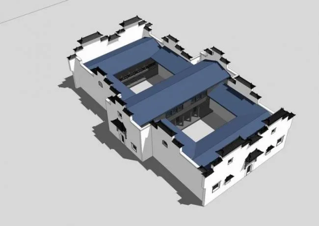 Sketchup住宅模型|多层合院，中式风格