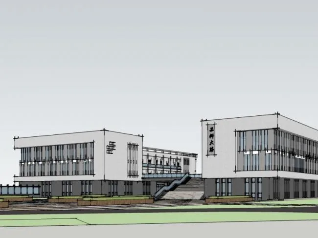 Sketchup学校模型|多层学校教学楼，教育建筑，现代风格