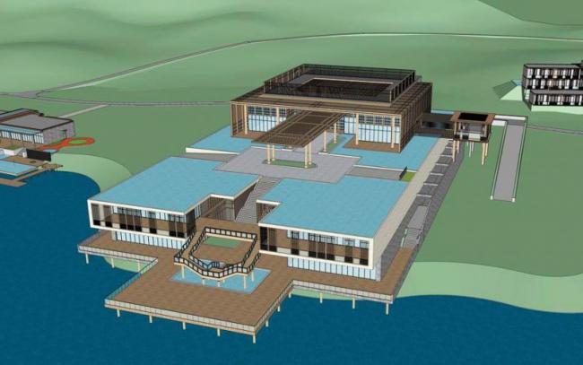 Sketchup酒店模型|多层度假村酒店，新中式风格